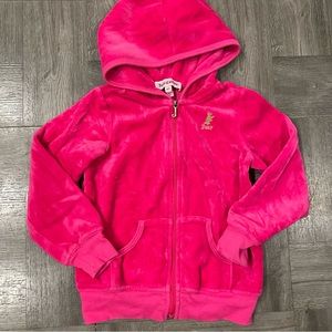 4T Hot Pink Juicy Couture Zipper Hoodie Sweatshirt Pockets Velvety Material EUC